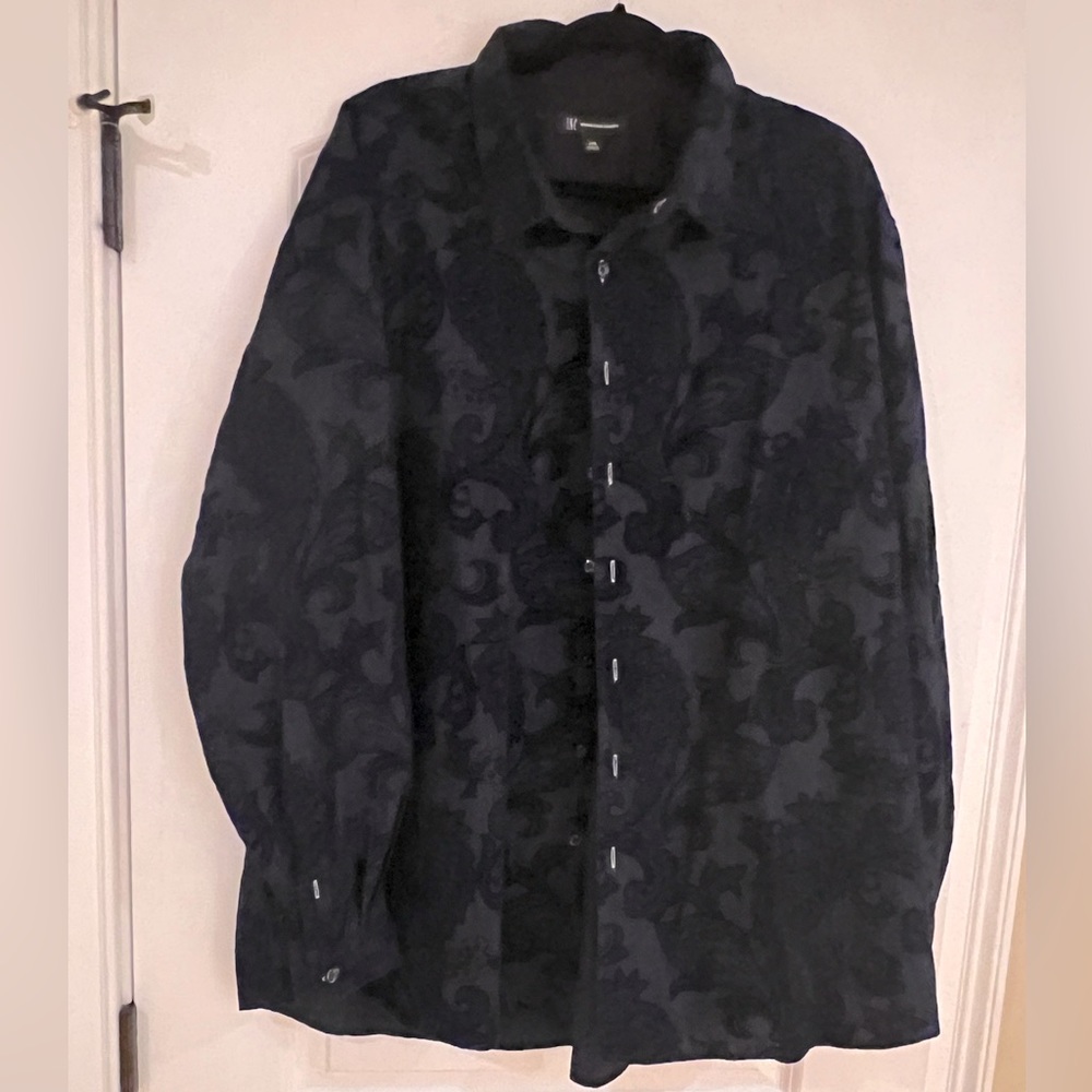 iNC Mens Dark Blue shirt with Velvet Paisley design